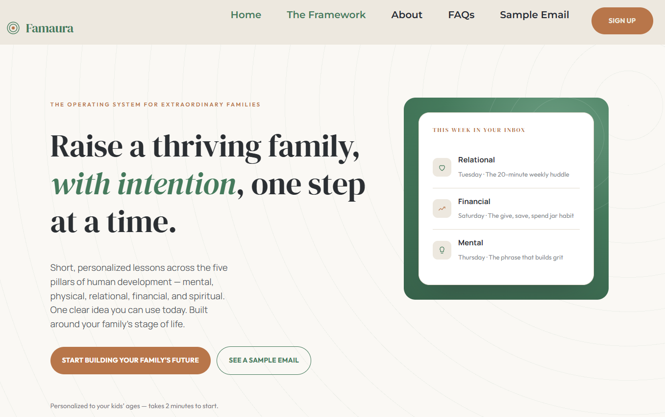 Gofamaura website hero screenshot