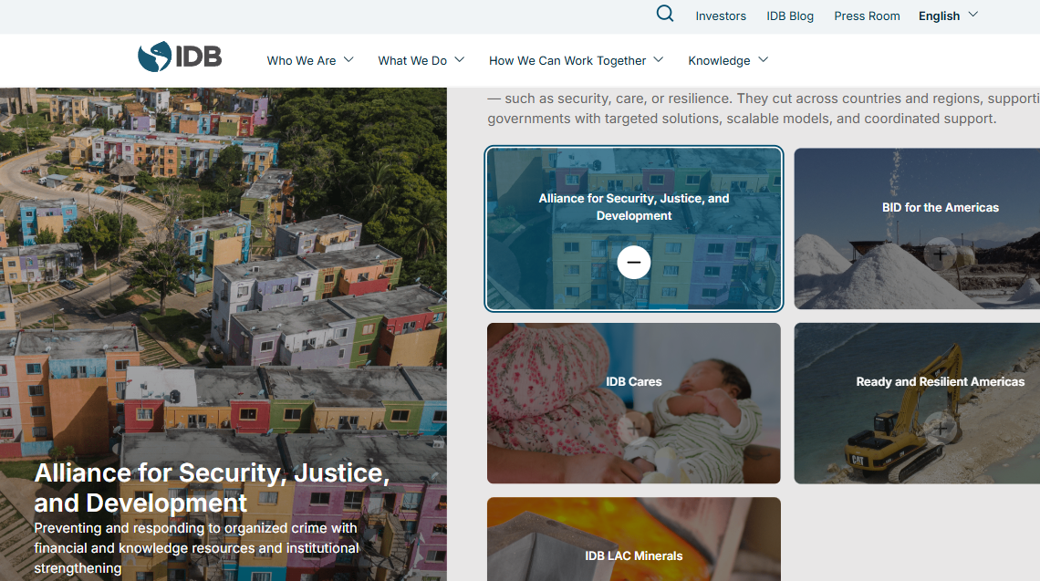 IADB website programs screenshot